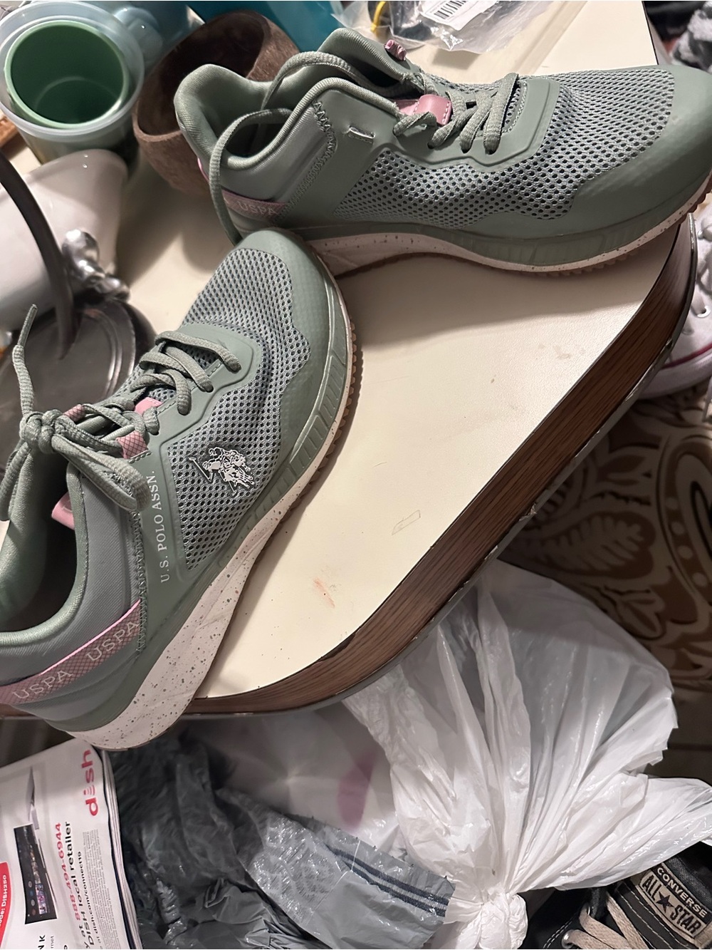U.S. Polo Assn. Women's Mint Green and Pink Mesh Sneakers